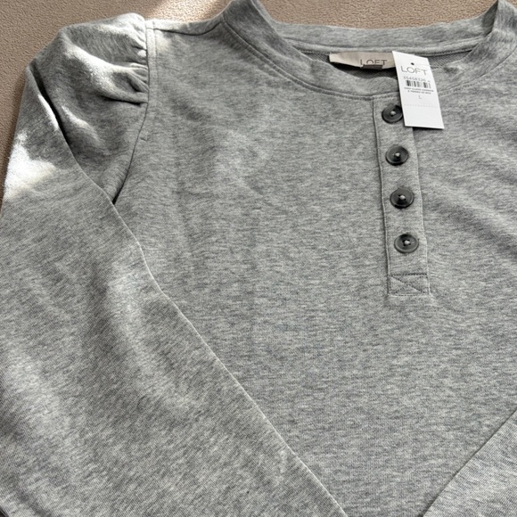 Loft Puff Sleeve Henley Sweatshirt - Picture 4 of 5